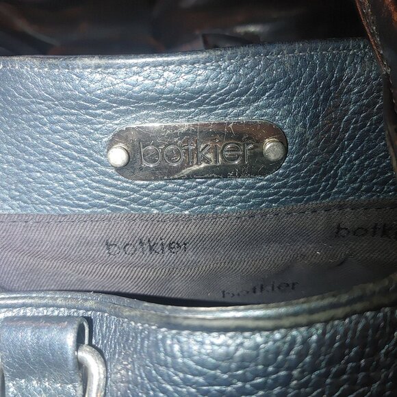 Botkier Metallic Teal Leather Handbag Dual Front Pockets Snap Closure - Picture 2 of 10